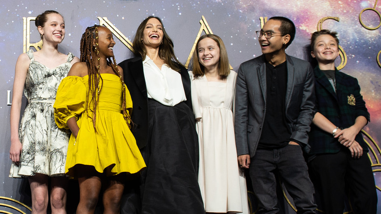 Angelina Jolie and her kids on the red carpet 