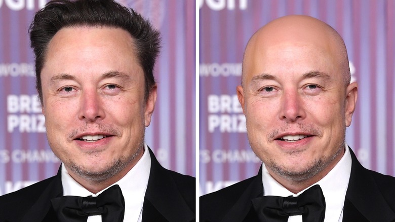 Elon Musk with a bald head