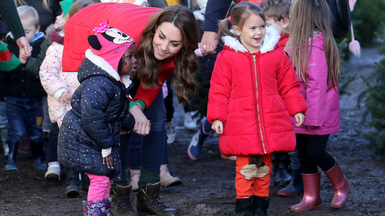 Kate Middleton visiting children at school