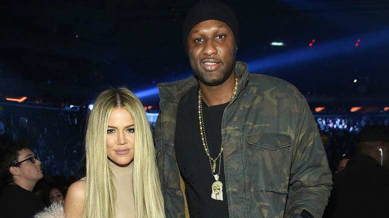 Khloe Kardashian and Lamar Odom smiling