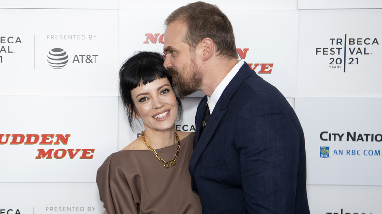 Lily Allen and David Harbour on the red carpet