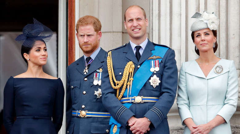 The Cambridges and the Sussexes on the balcony