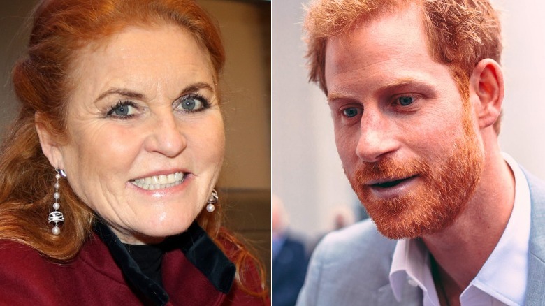 Sarah Ferguson and Prince Harry split image