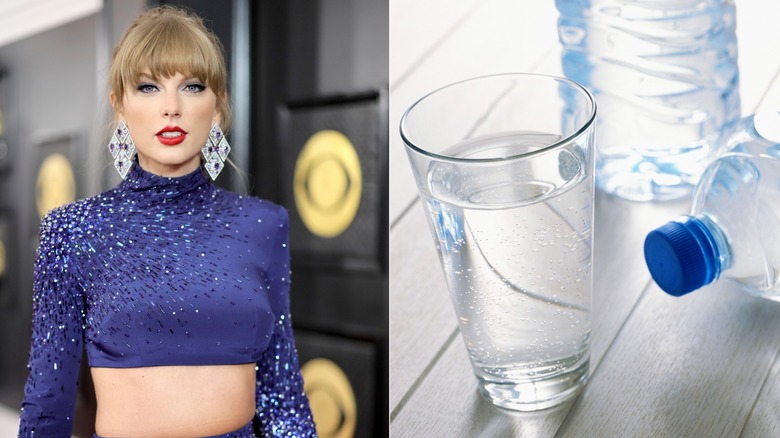 Split image of Taylor Swift and water