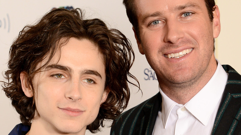 Timothée Chalamet and Armie Hammer posing