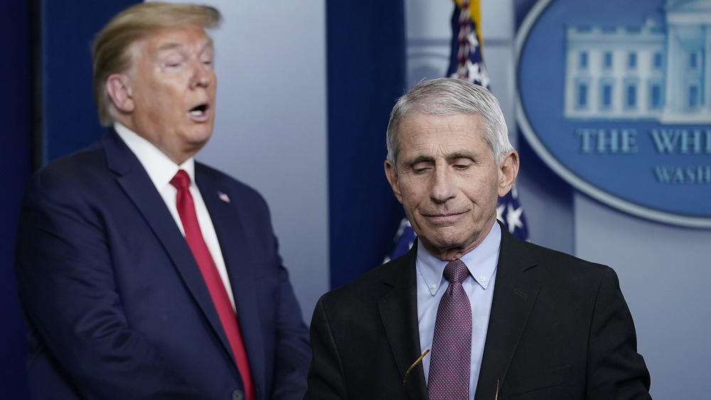 Trump and Fauci at a COVID briefing