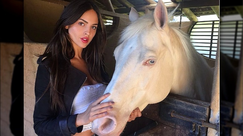 Eiza Gonzalez with white horse