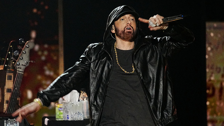 Eminem rapping black hoodie jacket