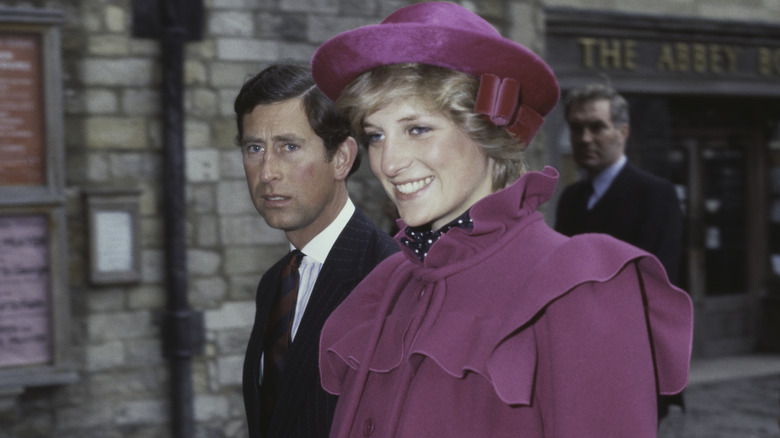 Princess Diana and Prince Charles walking together