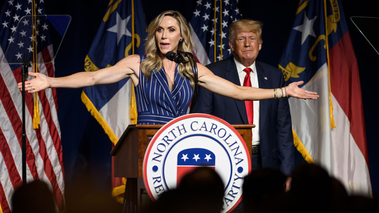 Lara Trump speaking on stage