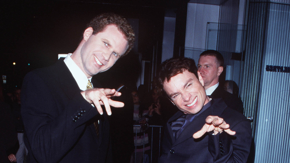 Will Ferrell and Chris Kattan throwing their hands up at the camera