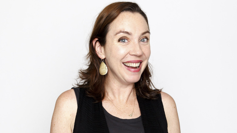 Stephanie Courtney smiles wide-eyed