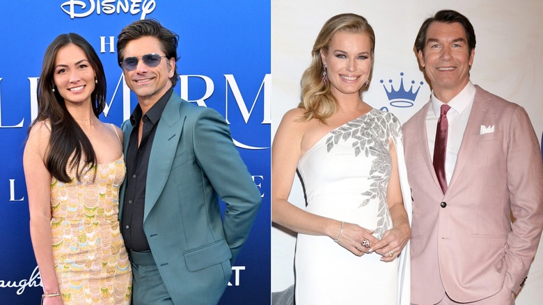 John Stamos and Rebecca Romijn posing with new spouses