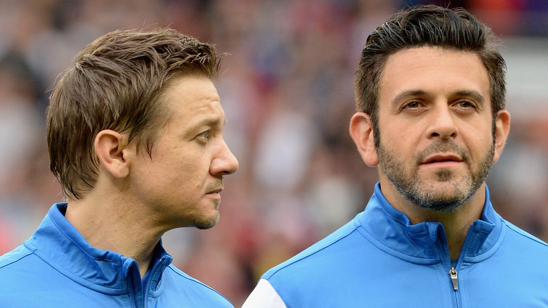 Jeremy Renner and Adam Richman at Soccer Aid 2014