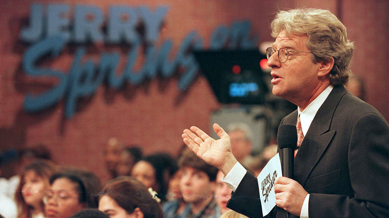 Jerry Springer talking on set