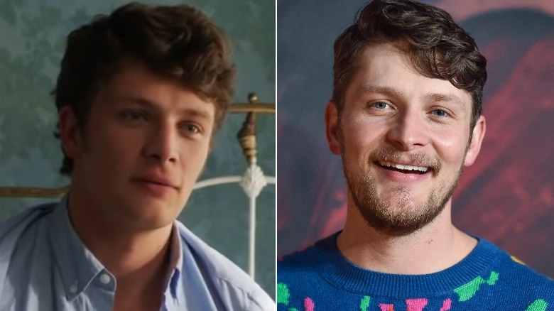 Brett Dier looking away and smiling in split image