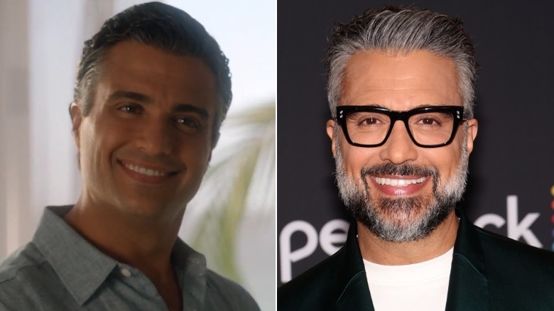 Jaime Camil smiling in split image