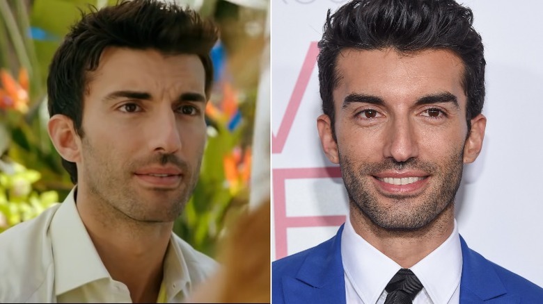 Justin Baldoni posing in split image