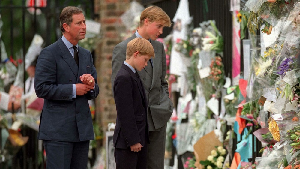 Prince Charles, Prince Harry, Prince William, paying tribute to Princess Diana