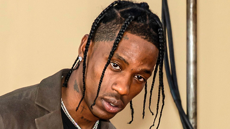 Travis Scott braids signature pose