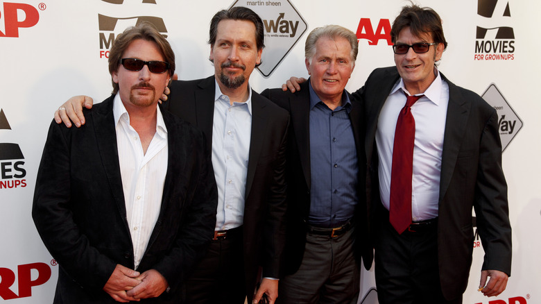 Emilio Estevez, Ramon Estevez, Martin Sheen and Charlie Sheen pose together