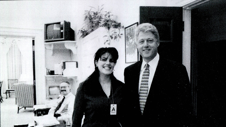 Monica Lewinsky and Bill Clinton smiling