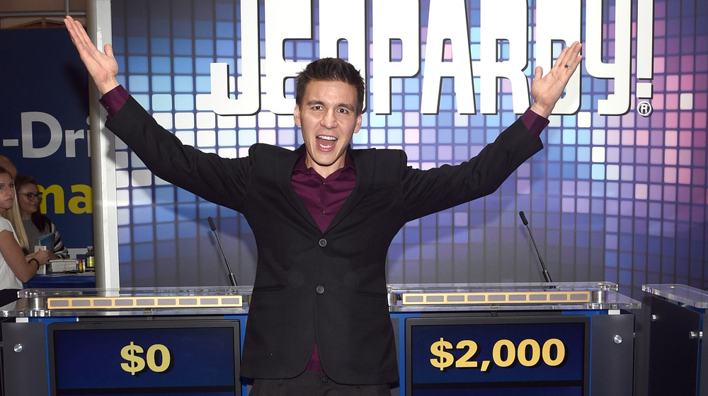 Jeopardy winnter James Holzhauer celebrating 