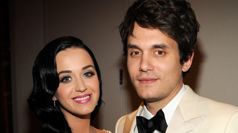 Katy Perry and John Mayer attend a Grammy Gala in 2013