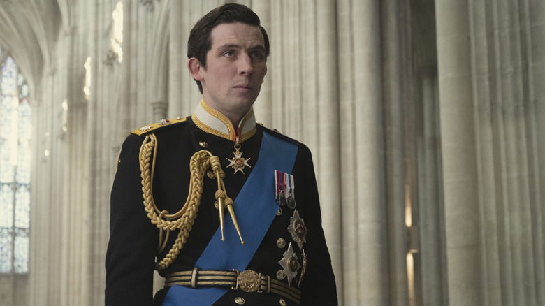 Josh O'Connor wears royal attire in The Crown.