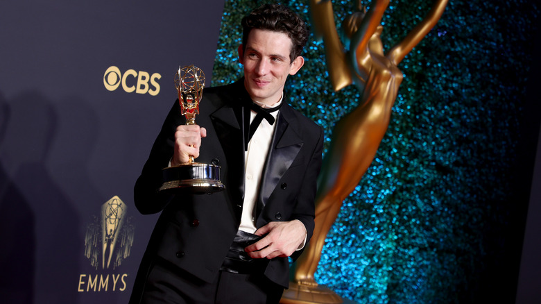 Josh O'Connor with his Emmy