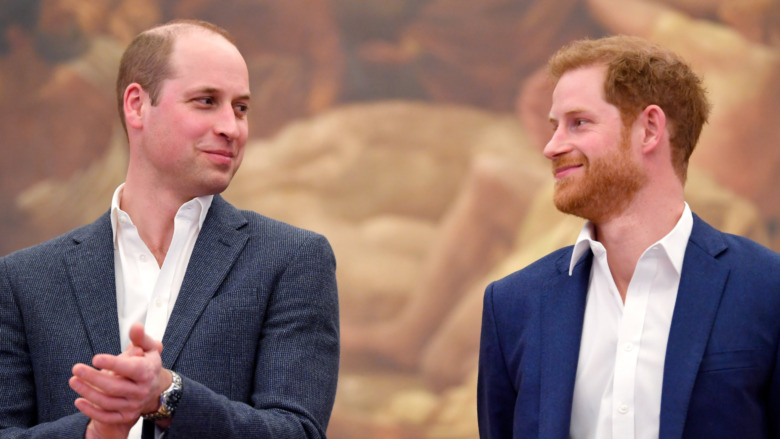 Prince William and Prince Harry looking at each other