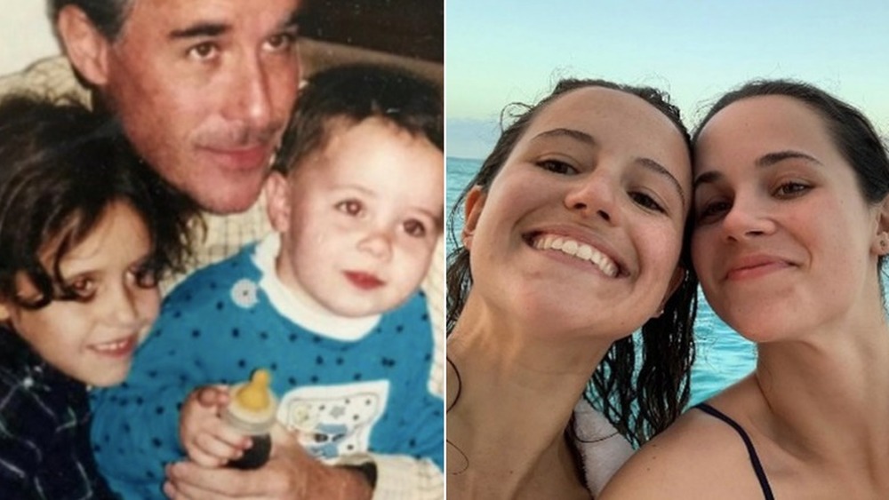 Carrie, holding a wing glass, and Elinor Monahan smiling side by side 