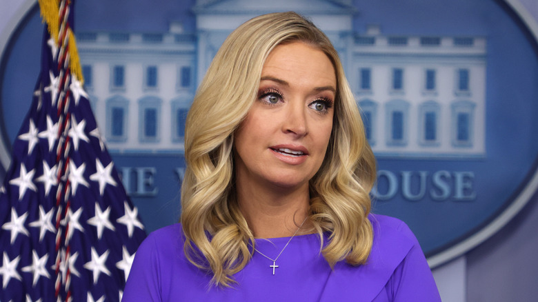 Kayleigh McEnany speaking at a press event