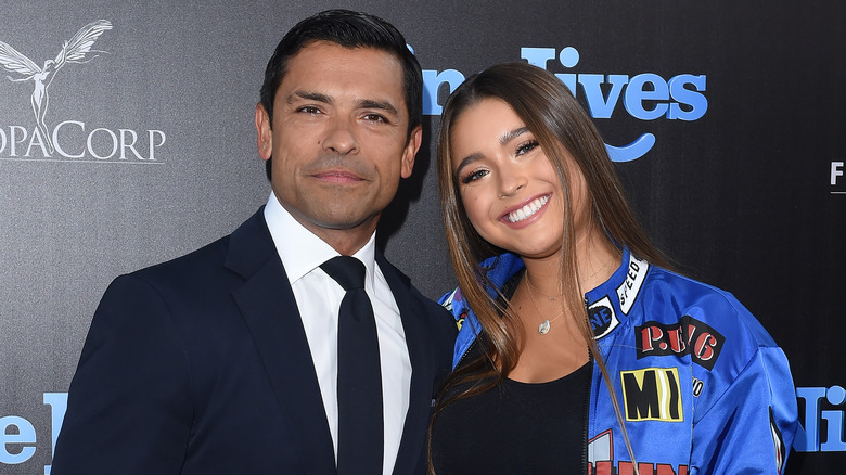 Mark Consuelos navy suit Lola Consuelos blue jacket