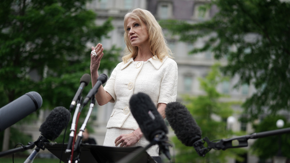 Kellyanne Conway speaking outside the White House May 1, 2019 in Washington, DC