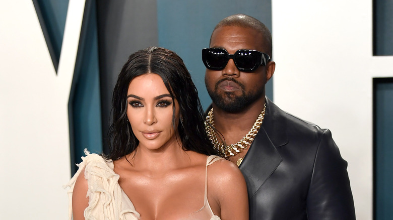 Kim Kardashian and Kanye "Ye" West at Vanity Fair Oscar party