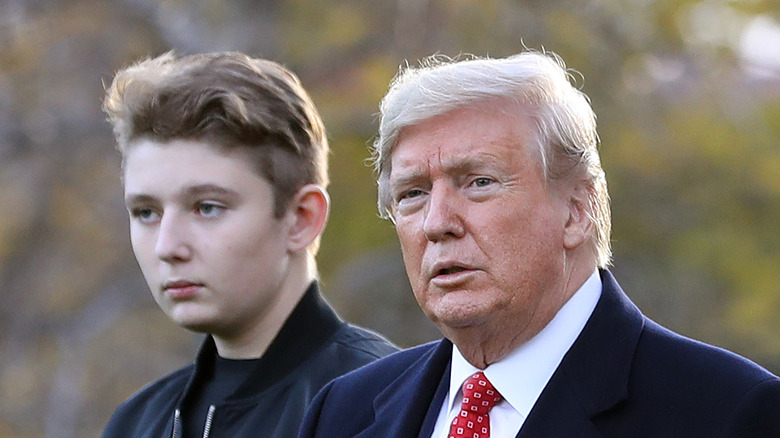  Barron Trump miserable Donald Trump staring