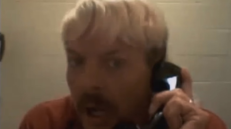 Joe Exotic speaking on phone in prison