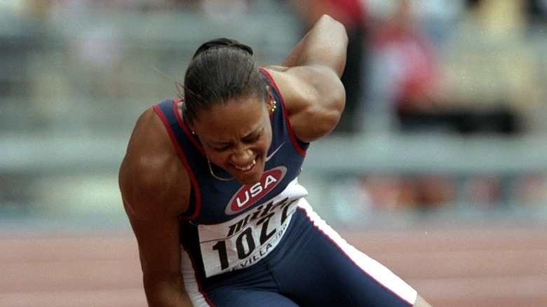 Marion Jones suffering back spasms