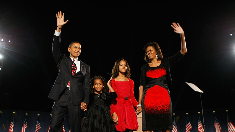 Obama family onstage