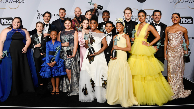 'This Is Us,' winners of Outstanding Performance by an Ensemble in a Drama Series, posing in the press room during the 25th Annual Screen Actors Guild Awards