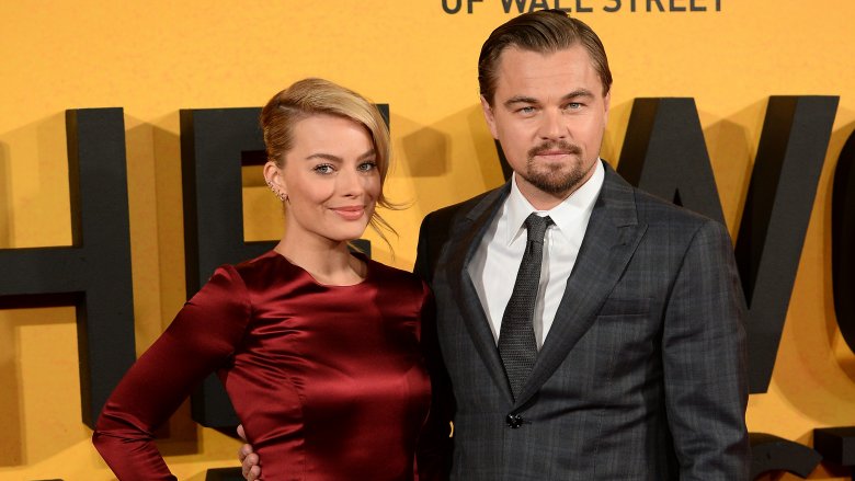 Margot Robbie, Leonardo DiCaprio posing together at The Wolf of Wall Street's London premiere