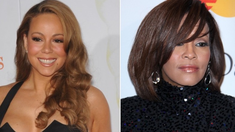 Mariah Carey left; Whitney Houston right