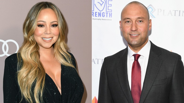 Split image of Mariah Carey and Derek Jeter smiling