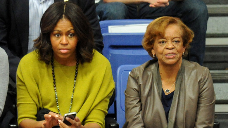 Michelle Obama next to Marian Robinson