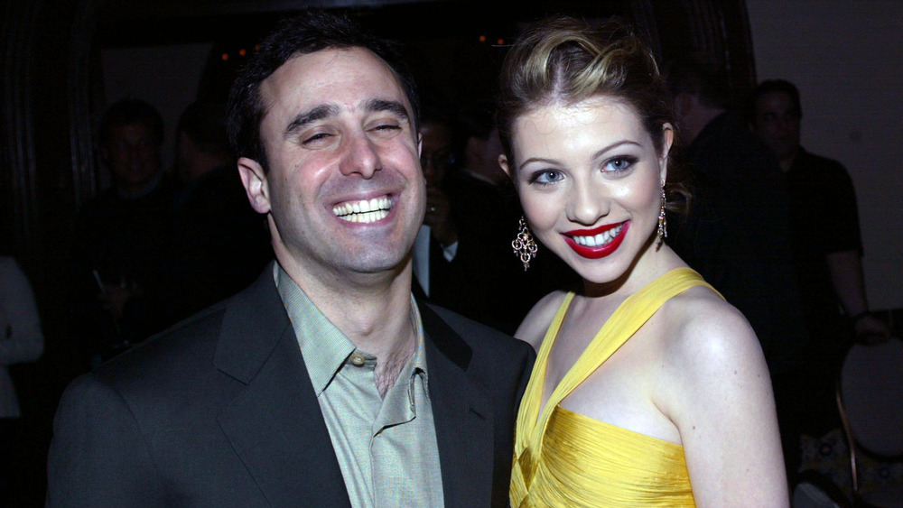 Director Jeff Schaffer and Michelle Trachtenberg laughing