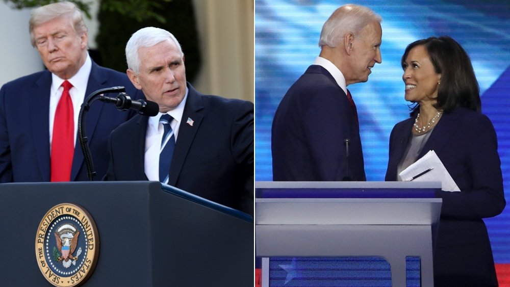 Vice President Mike Pence and President Donald Trump; Senator Kamala Harris and former Vice President Joe Biden