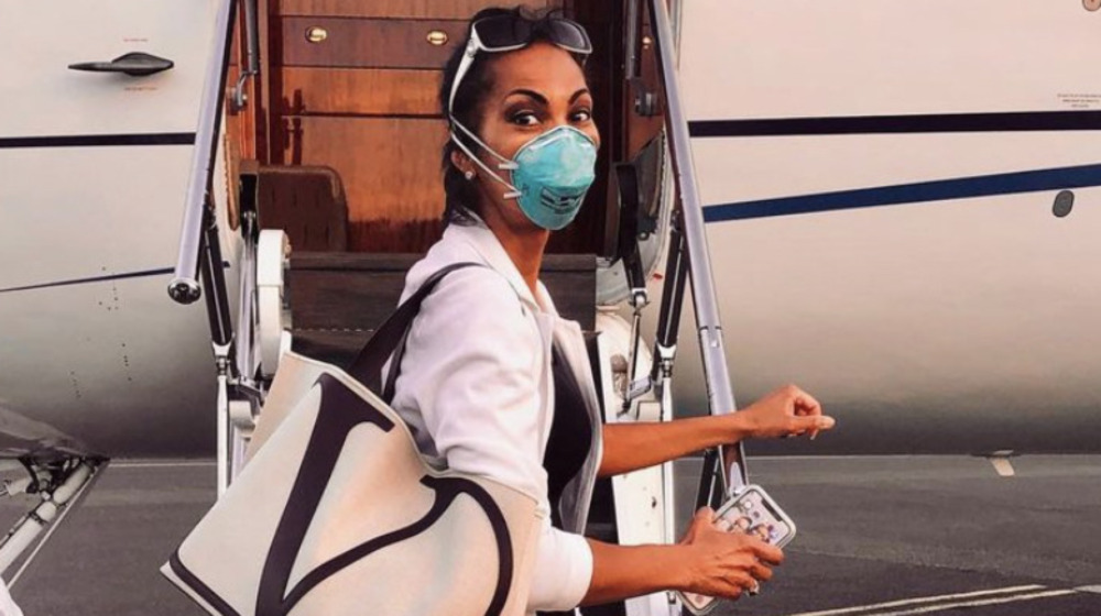 Harris Faulkner boarding an airplane