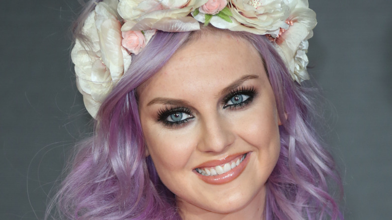 Perrie Edwards smiling purple hair