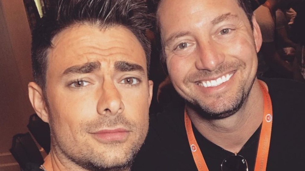 Nick Peterson and Jonathan Bennett taking an Instagram selfie